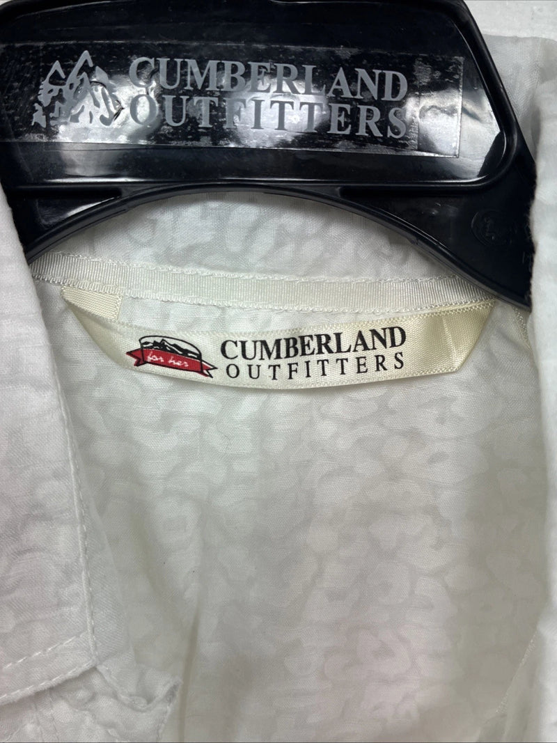 New Women’s Cumberland White Cheetah Print Long Sleeve Pearl Snap XL GG-83
