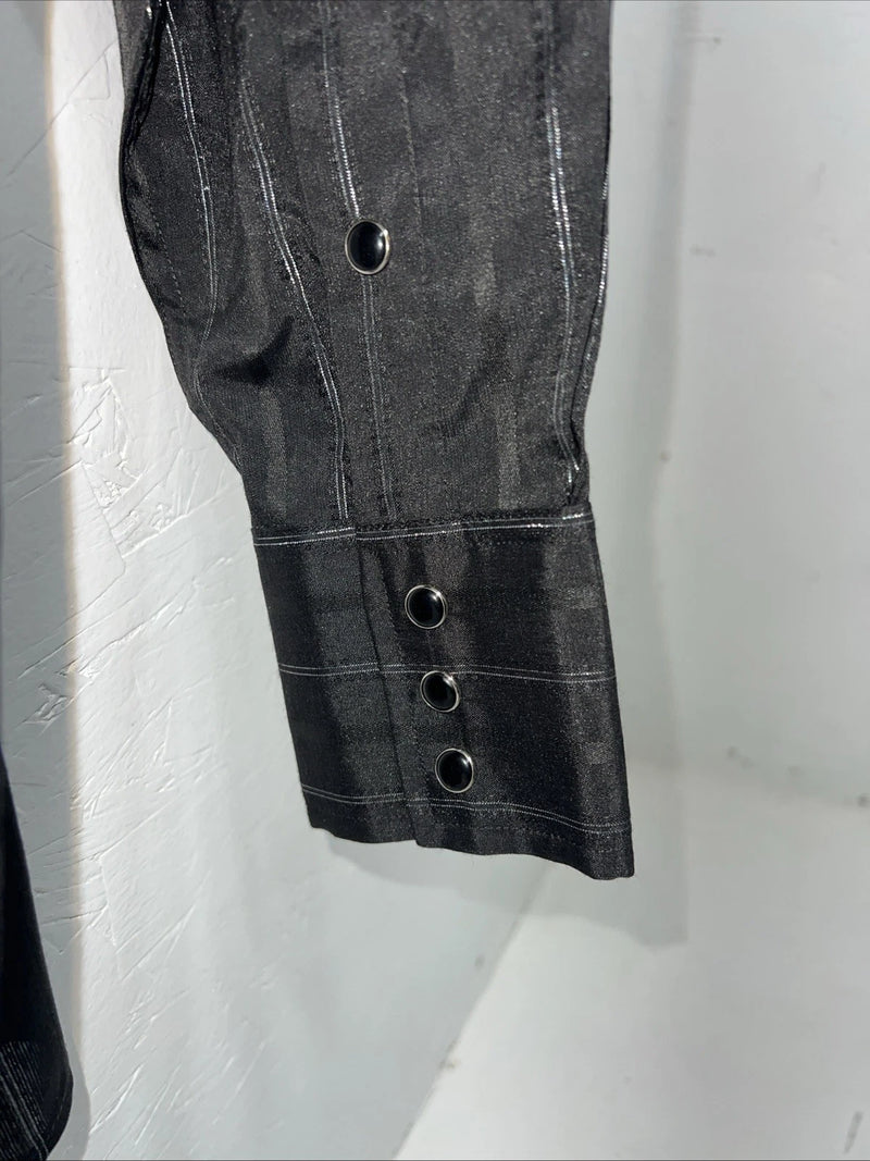 New Men’s Black Panhandle Slim Pearl Snap Long Sleeve Shirt. 14.5x33 S I-46