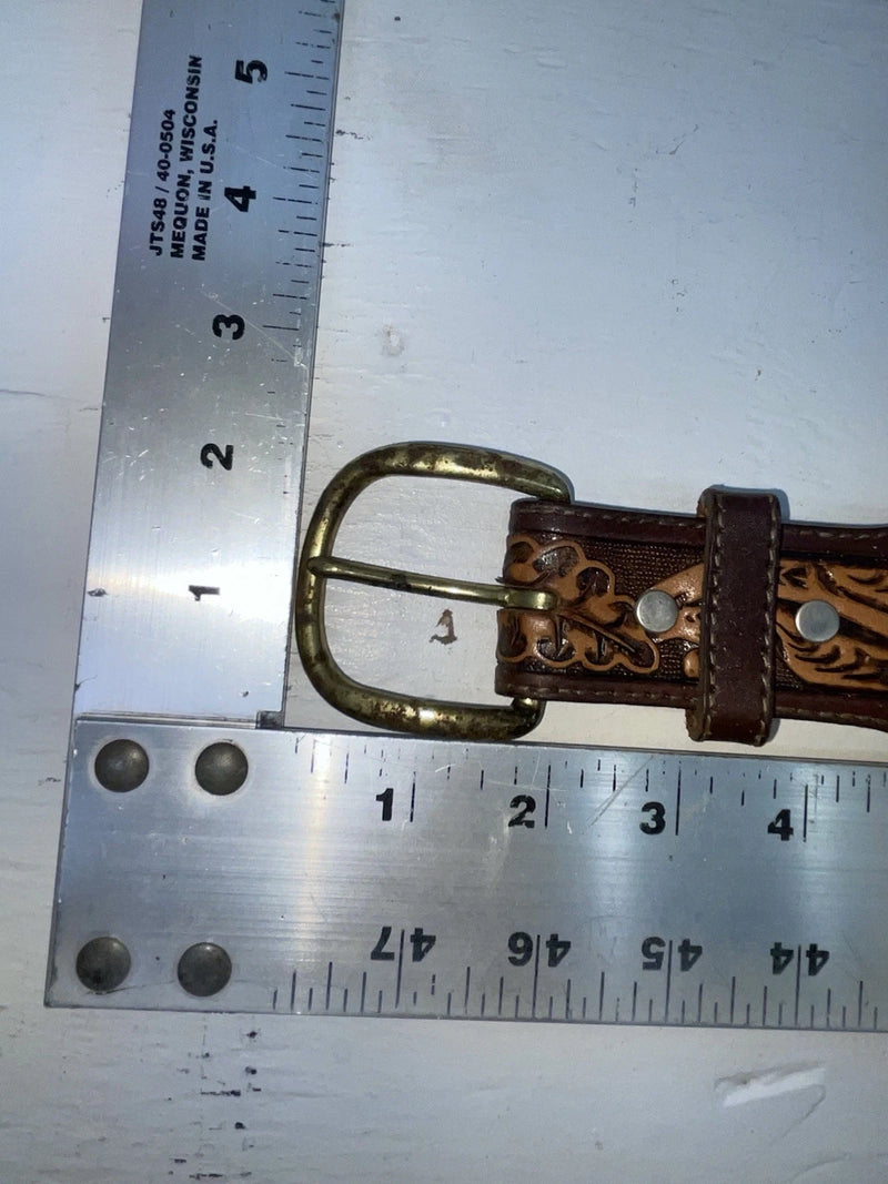 New Blue Genuine Leather Longhorn Tooled 30” Belt #82829 JJ-125