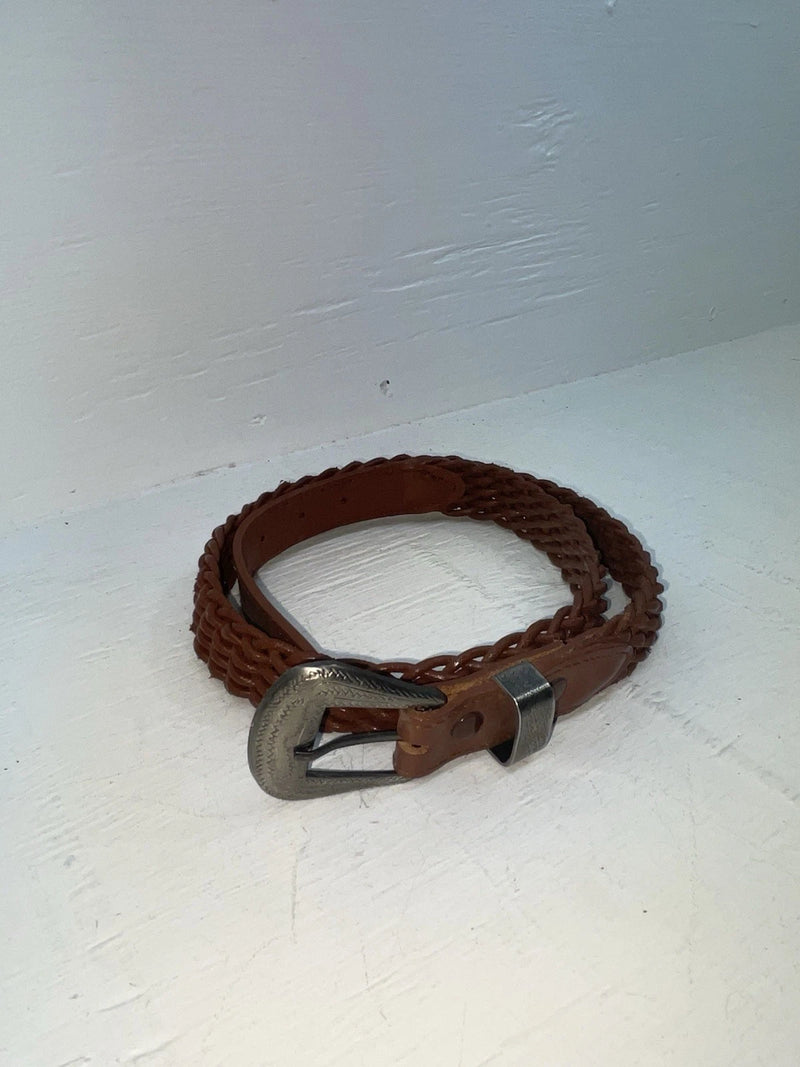 New Brown Genuine Leather Braided 32” Belt #02/4700 JJ-98