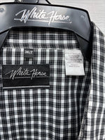 New Men’s White Horse Black White Checkered Long Sleeve Pearl Snap 3XL E-59