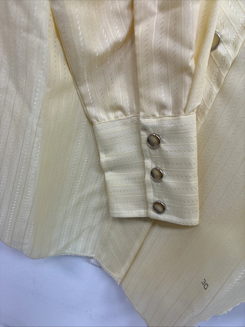 New Girls H Bar C Yellow Stripe Long Sleeve Pearl Snap Size 30 DD-125