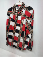 New Women’s Maria O Design Red Black Long Sleeve Button Up XL GG-55