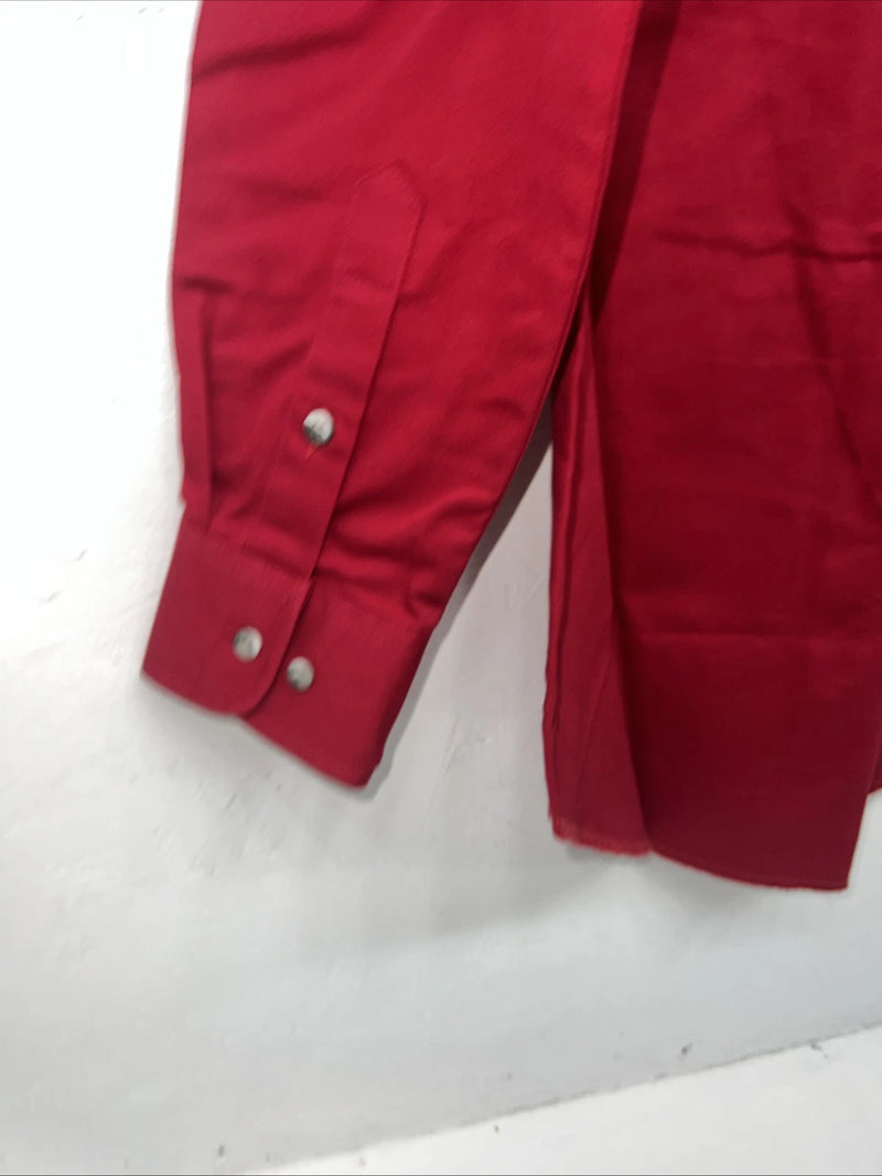 New Men’s Wrangler Red Long Sleeve Pearl Snap 14.5 X 33 Small A-201
