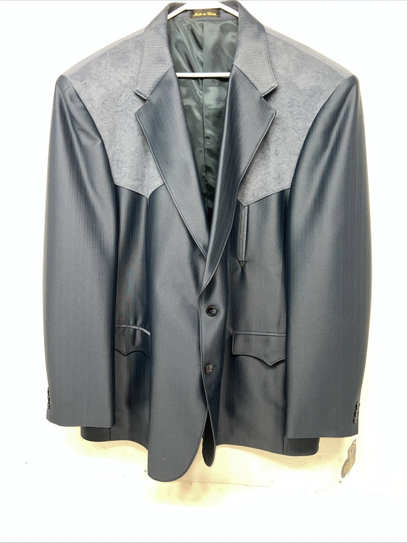 New Men’s Circle S Blue Suit Jacket 52L #24244 Y-610