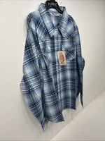 New Women’s Cumberland Blue Plaid Long Sleeve Pearl Snap 3XL GG-48