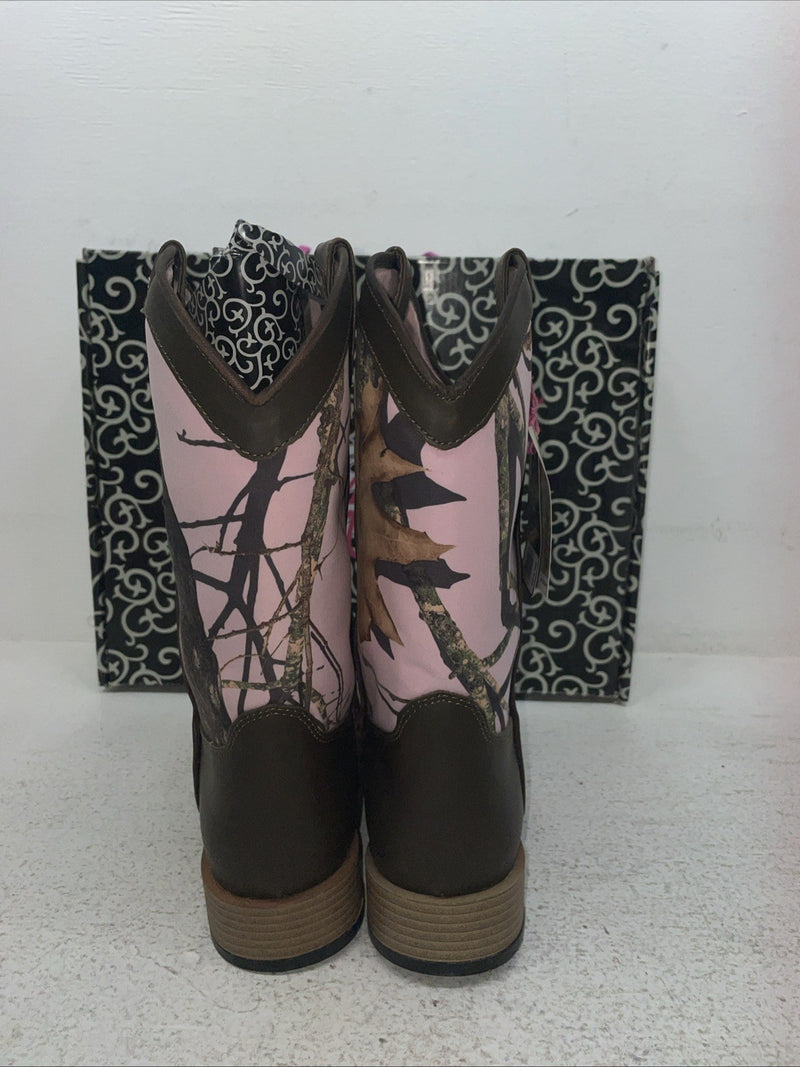 New Youth Brown With Pink Camo Blazin Roxx Cowboy Boots. 4472202 5.5 5 1/2. 2-89
