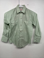 New Women’s Karman Green Long Sleeve Pearl Snap Size 8 YY-23