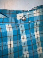 New Vintage Blue Plaid Prior Polyester Pants #C18530 VV-20