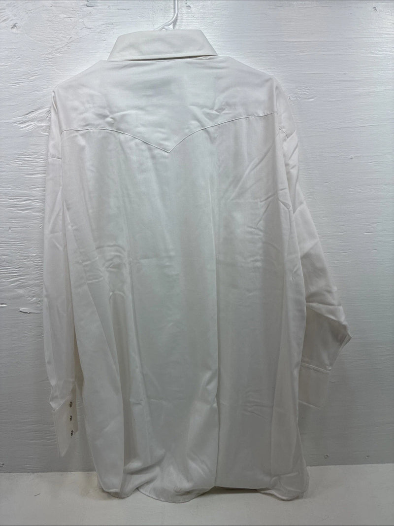 New Men’s Panhandle Slim White Simple Long Sleeve Pearl Snap 4XL J-42