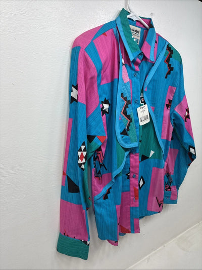 New Women’s Wrangler Multicolor Design Long Sleeve Button Up Medium MM-119