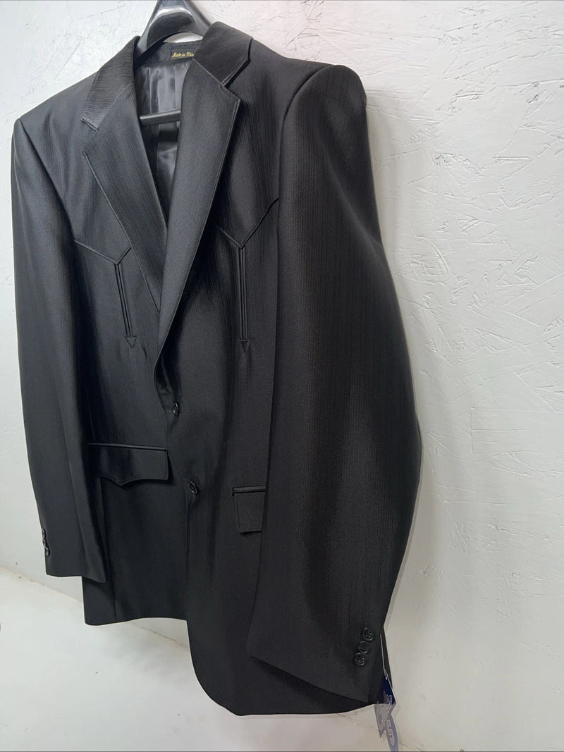 New Men’s Black Circle S Long Suit Coat 46L #CC5091 WW-58