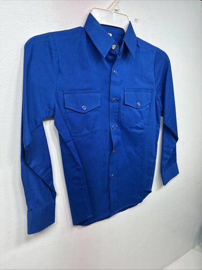 New Kids Western Express Blue Long Sleeve Pearl Snap Medium LL-23