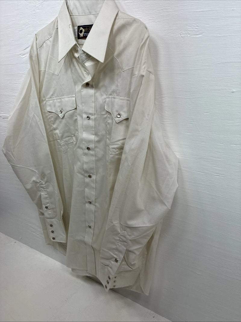 New Men’s Panhandle Off White Long Sleeve Pearl Snap XL J-34