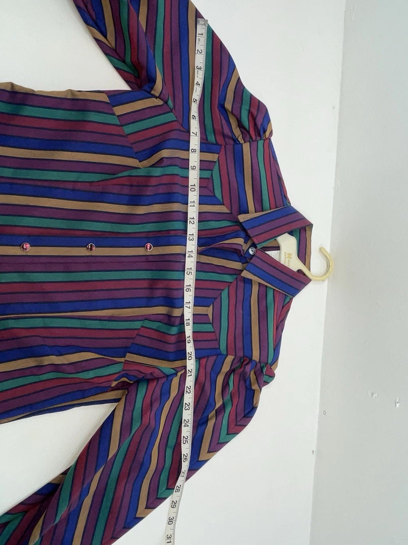 New Women’s Color Striped H Bar C Long Sleeve Button Up Shirt #20119 3B-38