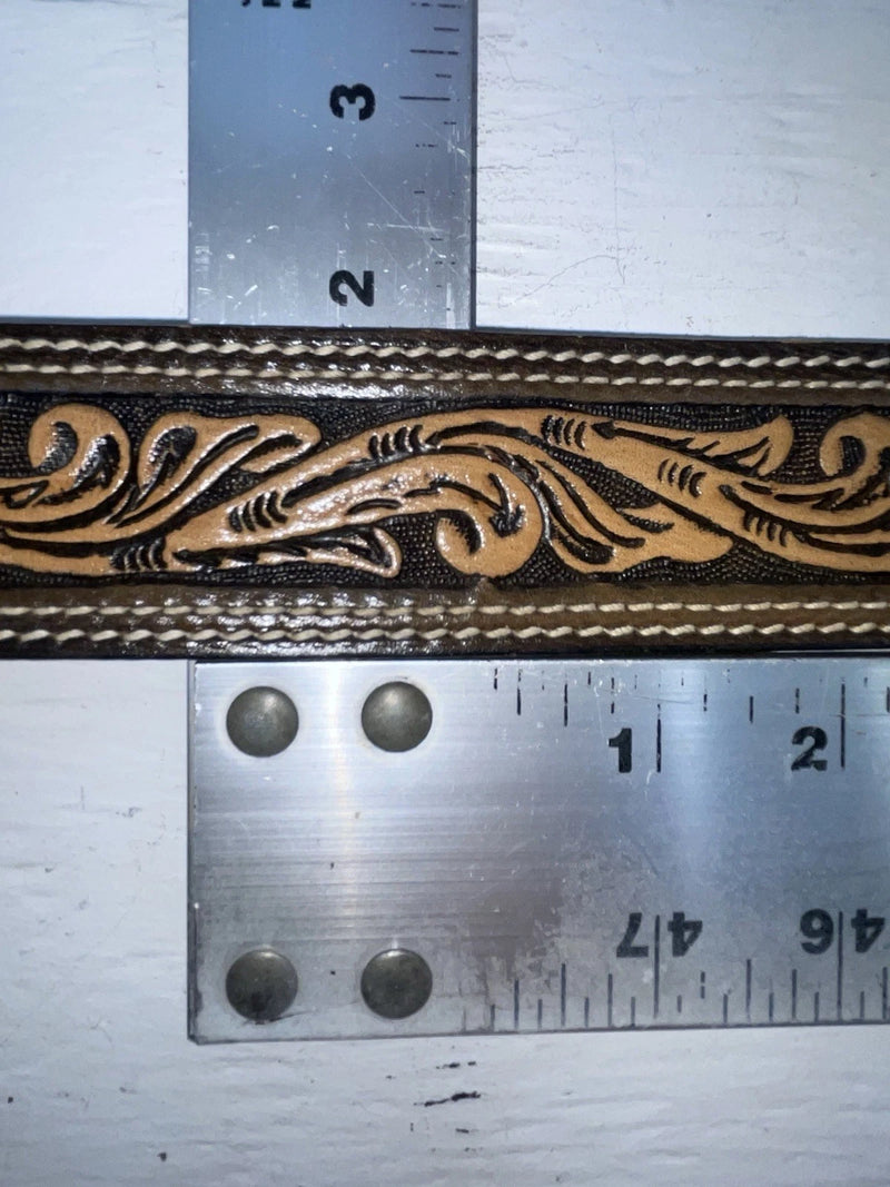 New Brown Genuine Leather Perkies Tooled 32” Belt #7512 NN-13 