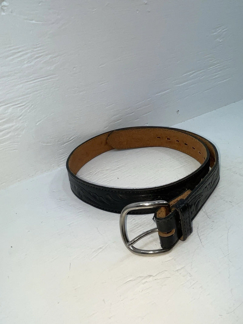 New Black Genuine Leather Chambers Tooled 34” Belt #WS658 JJ-43