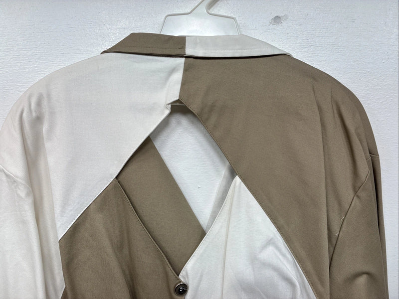 New Women’s Cowboy Threads White Tan Long Sleeve Button Up XL YY-70