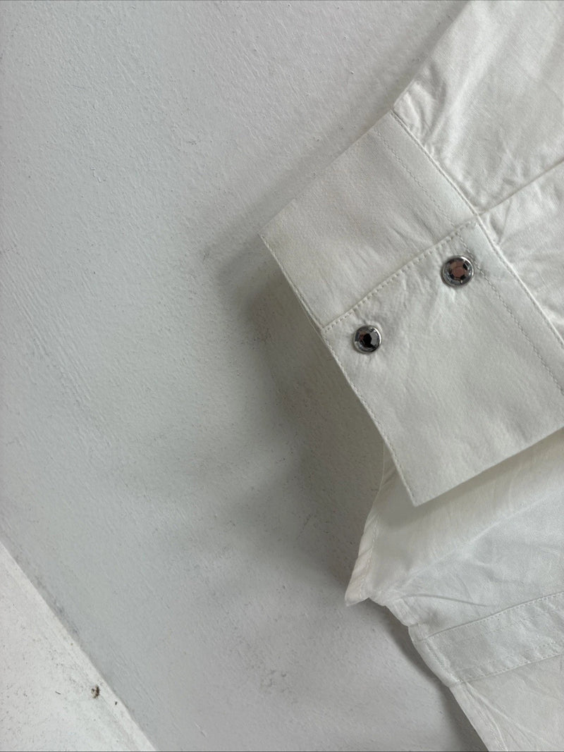 New Women’s Cumberland White Gem Long Sleeve Pearl Snap Large MM-8