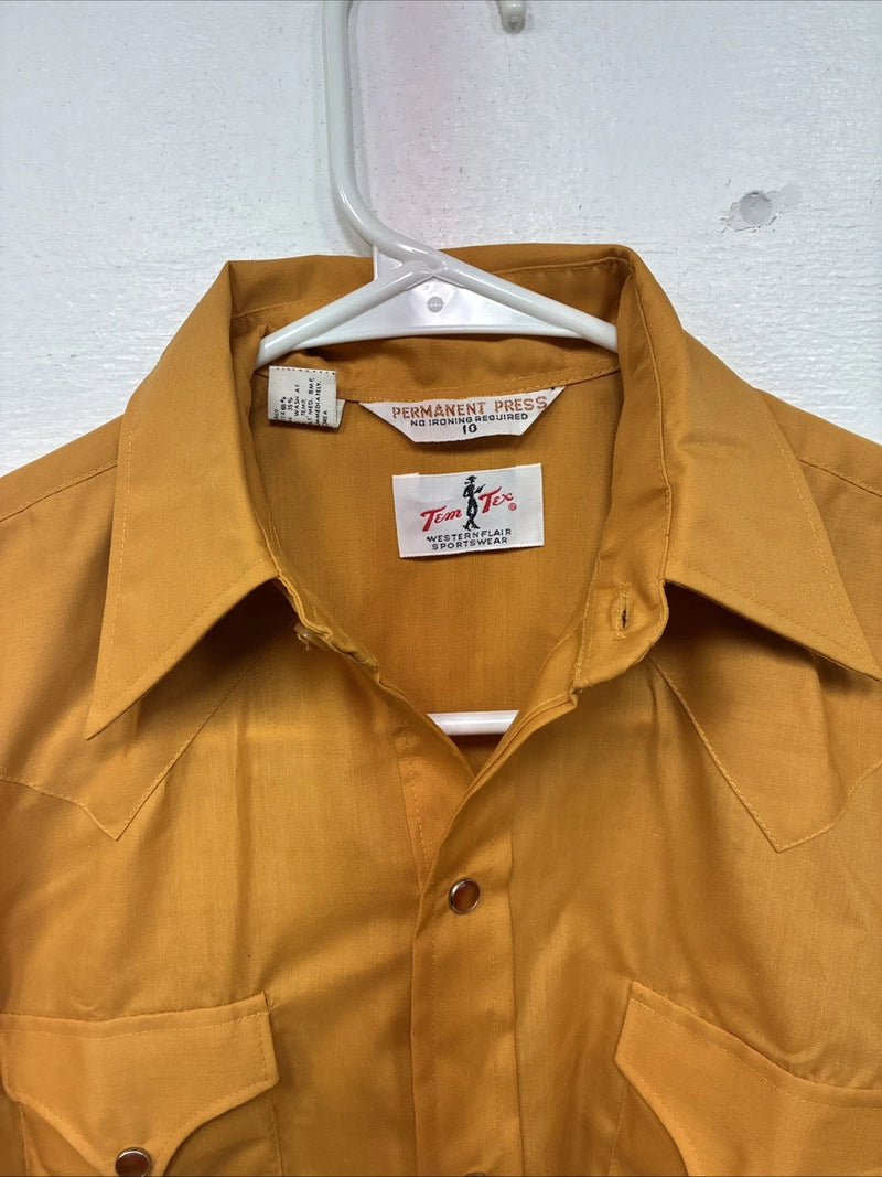 New Women’s Tem Tex Orange Long Sleeve Pearl Snap Size 10 MM-16