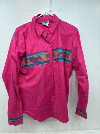 New Women’s Pink Design Long Sleeve Button Up XL TT-3