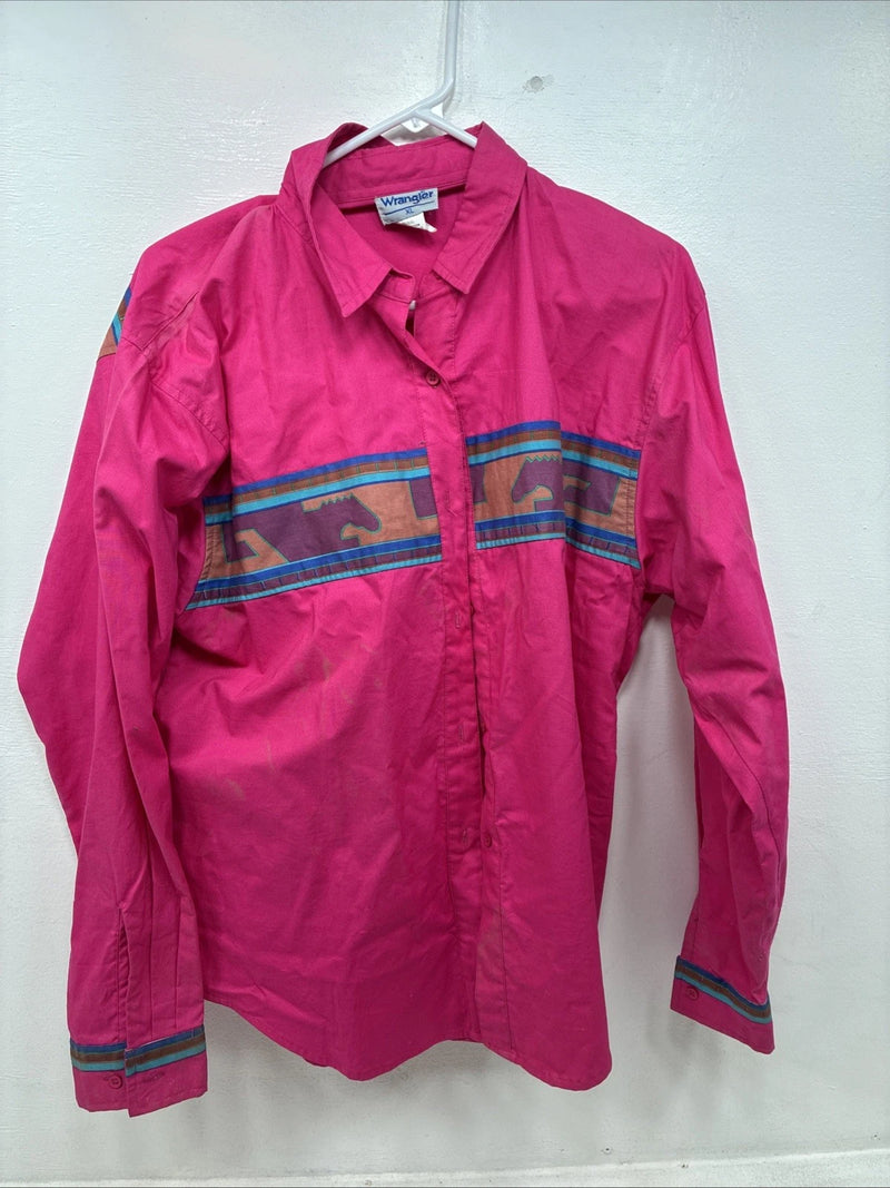 New Women’s Pink Design Long Sleeve Button Up XL TT-3