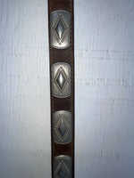 New Brown Genuine Leather Silver Pendent 28” Belt JJ-134