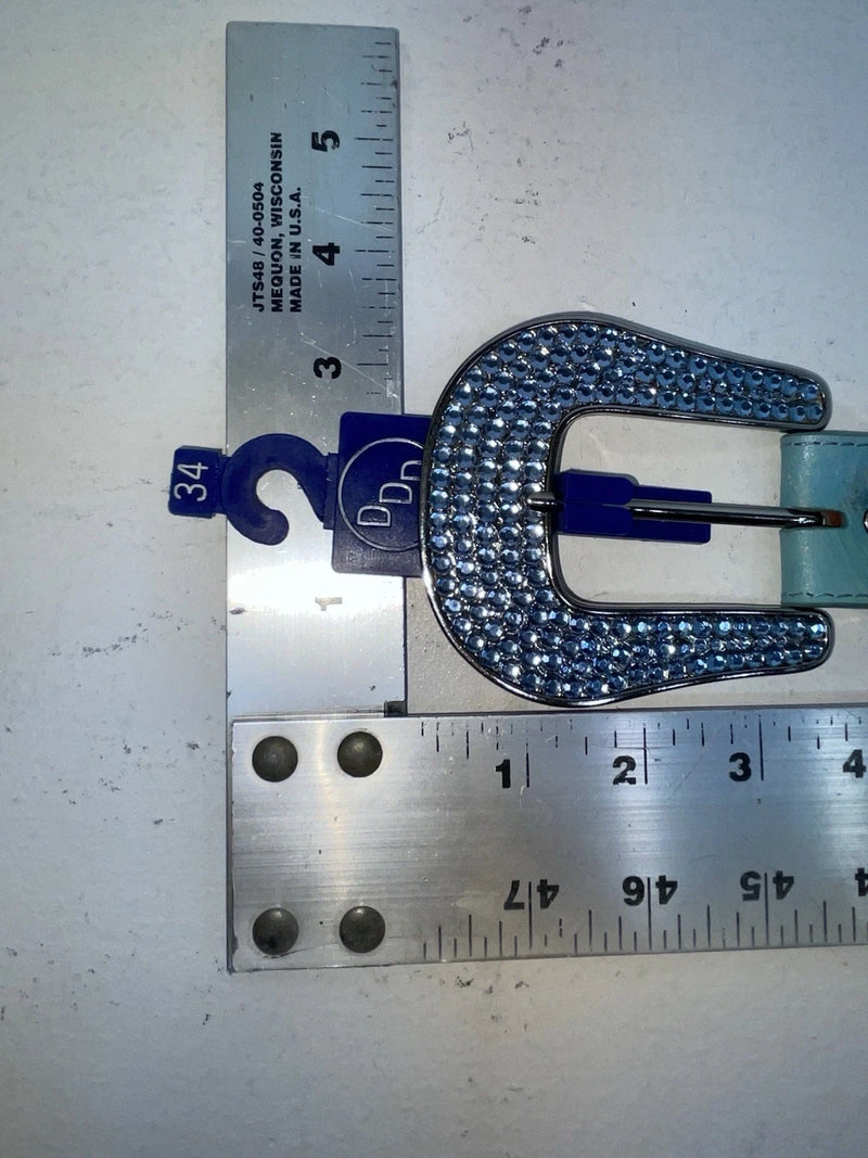 New Blue Genuine Leather 3D  Blue Bling 34” Belt #677 Z-83