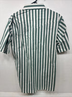 New Women’s Longhorn Green Stripe Short Sleeve Button Up Size 16.5 GG-3