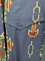 New Men’s GunSmoke Blue Western Design Long Sleeve Button Up XL O-40