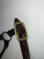 New Showman Nylon Black Halter With Genuine Leather Head Piece #6657 W-50
