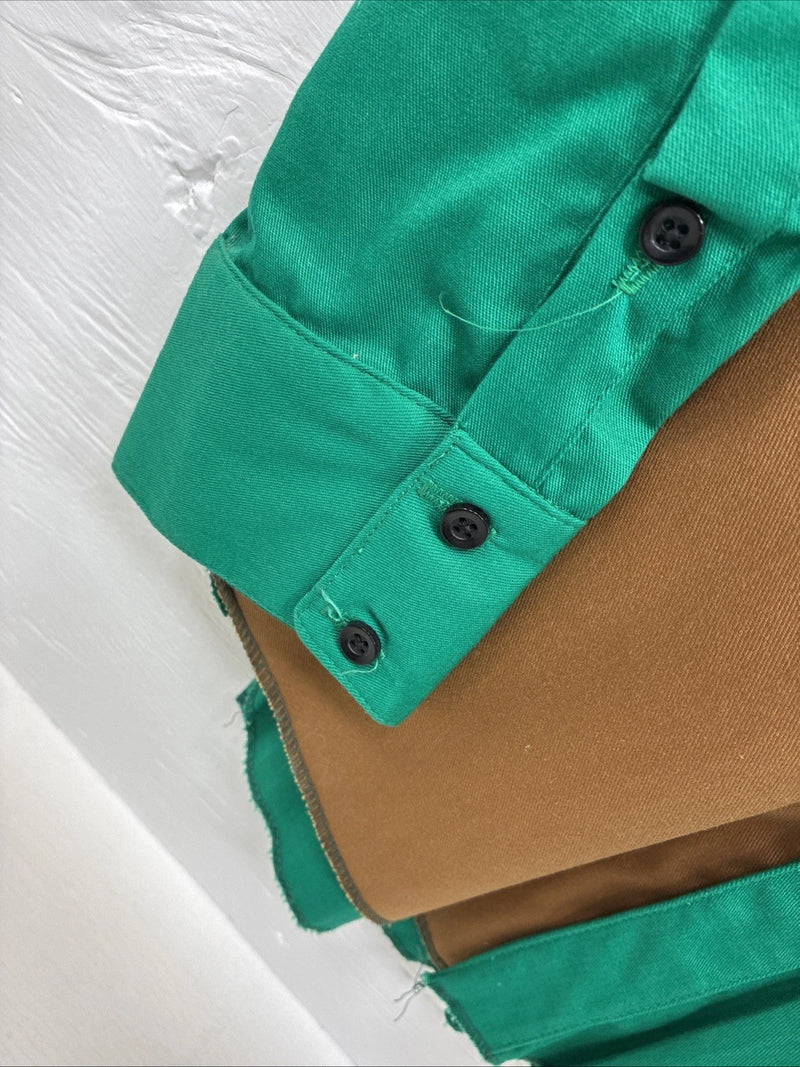 New Men’s Cowboy Threads Green Brown Long Sleeve Button Up Shirt Medium K-61