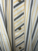 New Men’s Yellow Stripped HbarC Pearl Snap Long Sleeve Shirt 15.5x33 M I-31