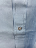 New Men’s ELY Cattleman Blue Simple Short Sleeve Pearl Snap 2XL F-84
