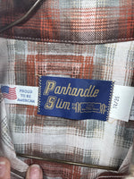 New Men’s Panhandle Slim Orange Plaid Long Sleeve Pearl Snap Small J-64