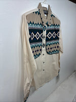 New Women’s Roughrider Tan Designed Long Sleeve Button Up Medium YY-92