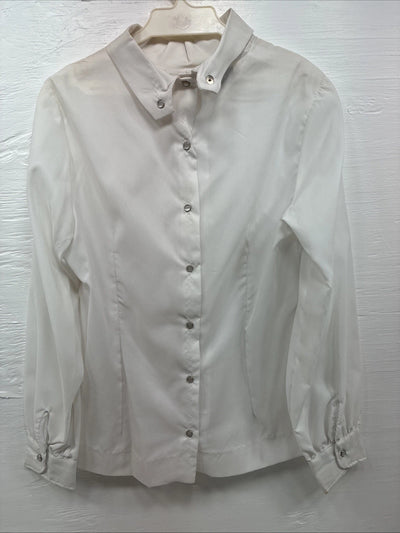 New Womens Prior Westerns White Long Sleeve Pearl Snap Button Collar Small J-60
