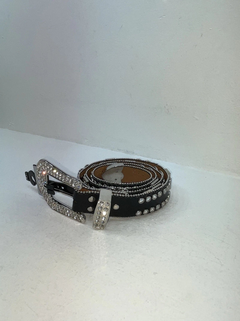 New Black Genuine Leather Nocona Silver Bling Cross XL Belt #N1330999 Z-79
