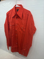 New Men’s Champion Western Orange Long Sleeve Pearl Snap 16 X 35 Large DD-46