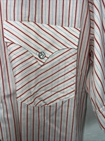 New Men’s Pink Stripped HbarC Ranchwear Short Sleeve Pearl Snap Shirt 16 L S-22