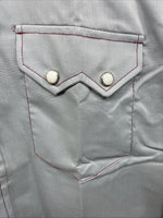 New Men’s Dee-Cee Gray Red Long Sleeve Pearl Snap 16 X 33 Large AA-82
