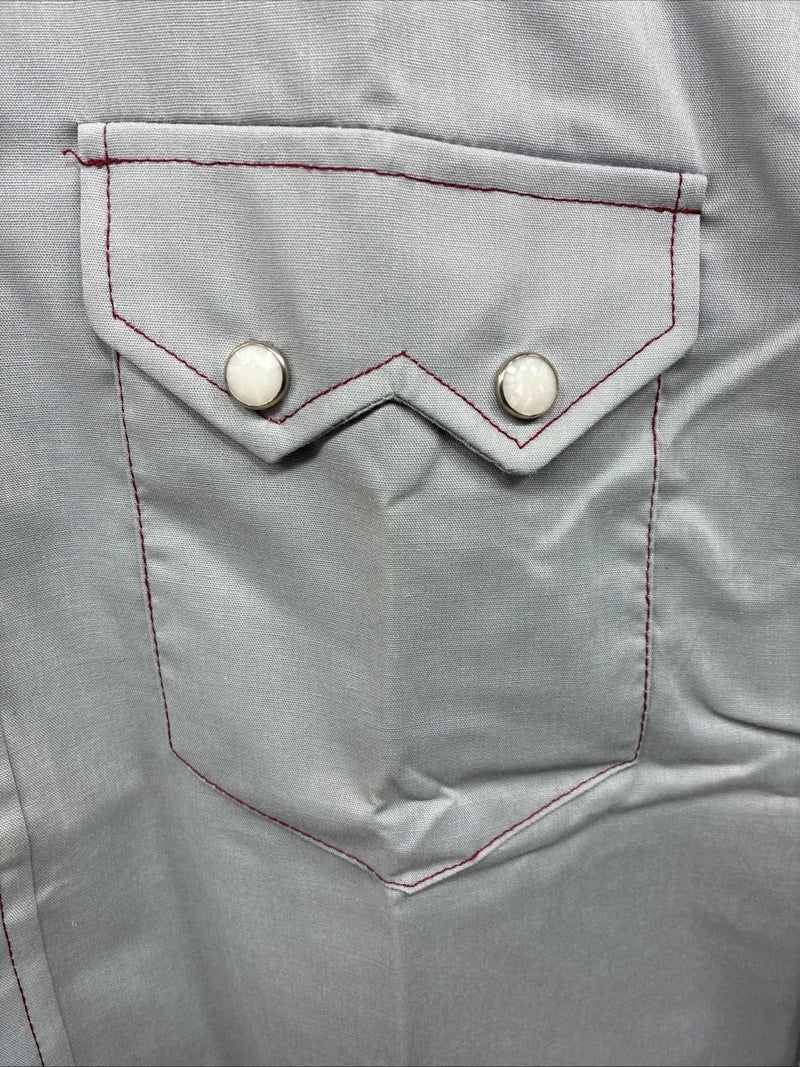 New Men’s Dee-Cee Gray Red Long Sleeve Pearl Snap 16 X 33 Large AA-82