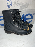 New Woman’s Black Lace Up Acme Cowboy Boots. C 4016 6.5 6 1/2 M. 19-127