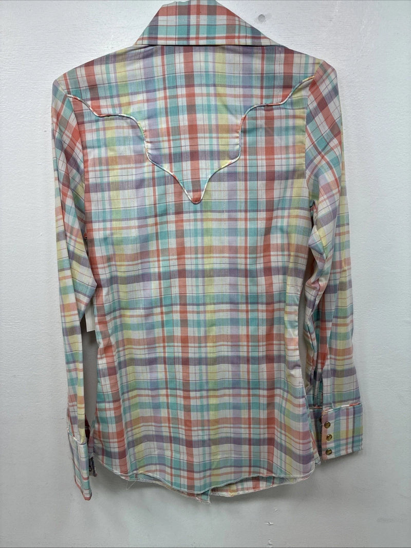 New Girls Dickson Jenkins Pink Plaid Long Sleeve Pearl Snap Size 28 DD-124