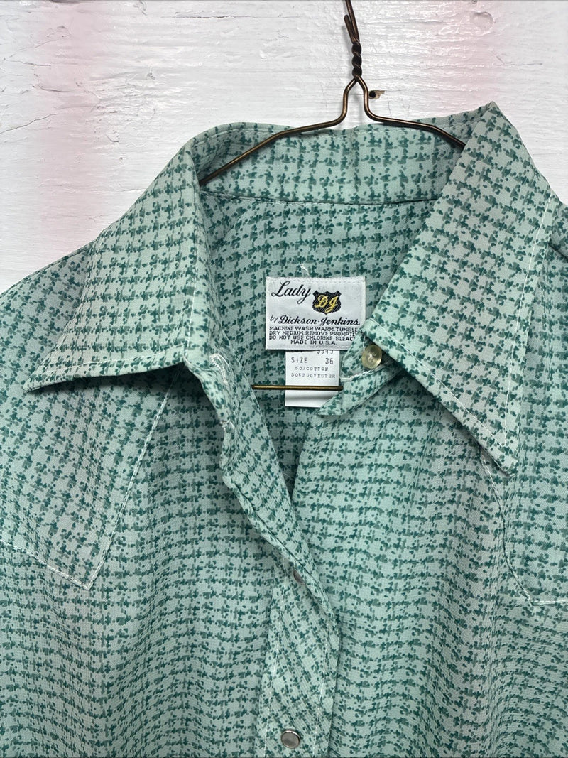 New Women’s Dickson Jenkins Green design Long Sleeve Pearl Snap Small DD-44