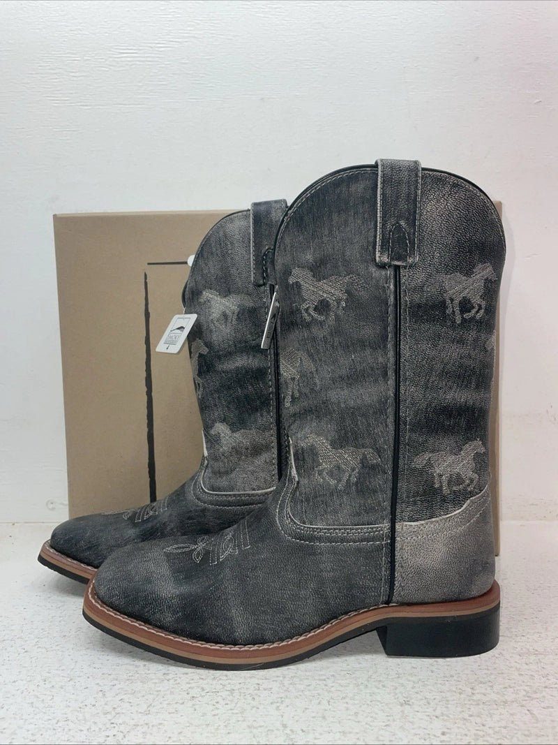 New Youth Black Smoky Mountain Cowboy Boots. 3881 Y 4. 22-74