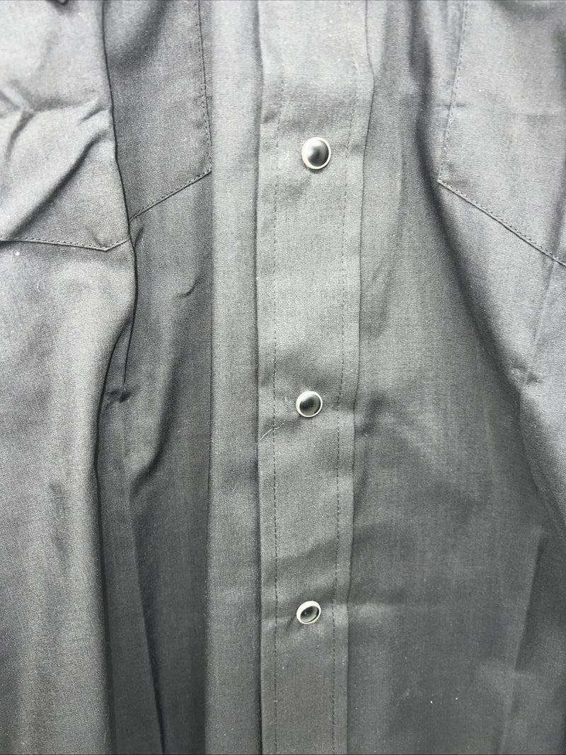 New Men’s Black Champion Western Pearl Snap Long Sleeve Shirt 15.5x34 M I-43