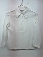 New Women’s H Bar C White Stripe Long Sleeve Half Zip Show Shirt Small YY-123