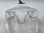 New Women’s White Horse Cream Design Long Sleeve Pearl Snap Medium LL-79