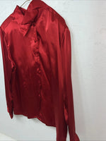 New Women’s Impressions Red Silk Long Sleeve Show Shirt 18 #13198 UU-42